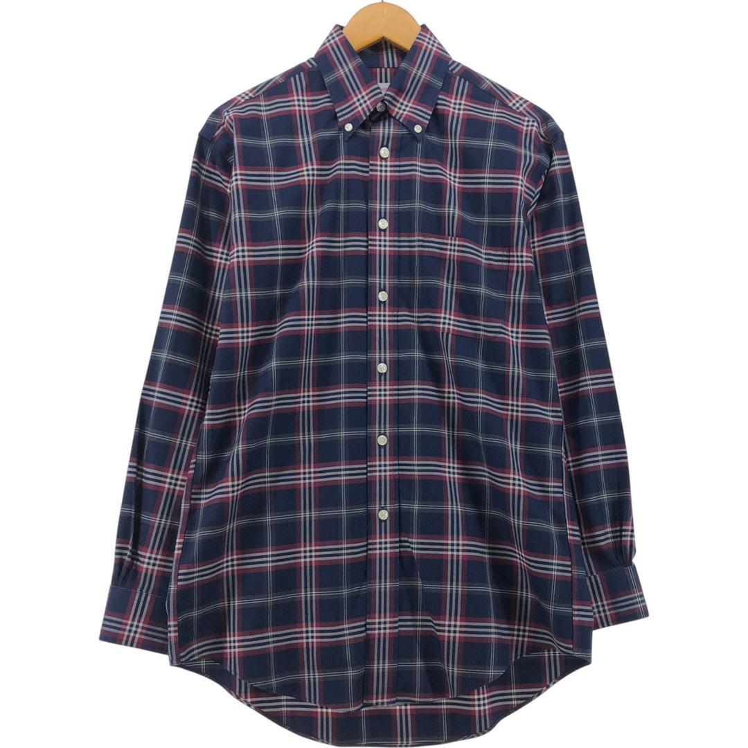 Brooks Brothers Est.1818 Long Sleeve Button-Down Check Shirt, Men's Size S Supima Cotton navy blue type Vintage Second Hand
