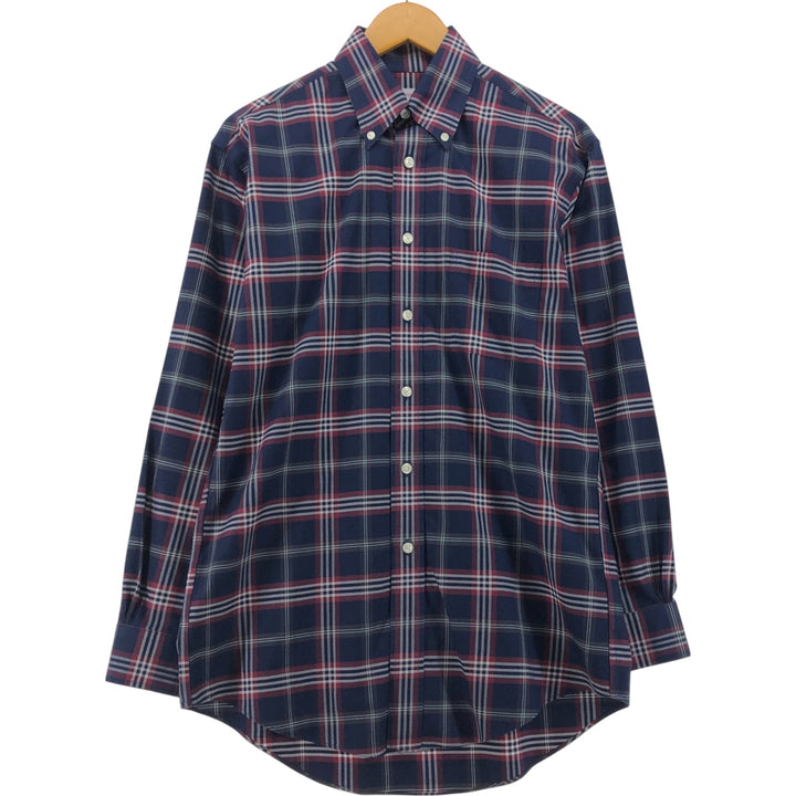 Brooks Brothers Est.1818 Long Sleeve Button-Down Check Shirt, Men's Size S Supima Cotton navy blue type Vintage Second Hand