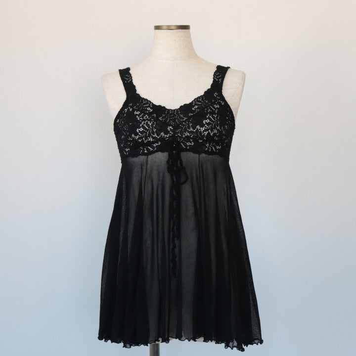 90'S Cosabella Cutwork Embroidered See-Through Lingerie Camisole, Made in Italy, Women's Size Small, Vintage polyamide black type Vintage Second Hand
