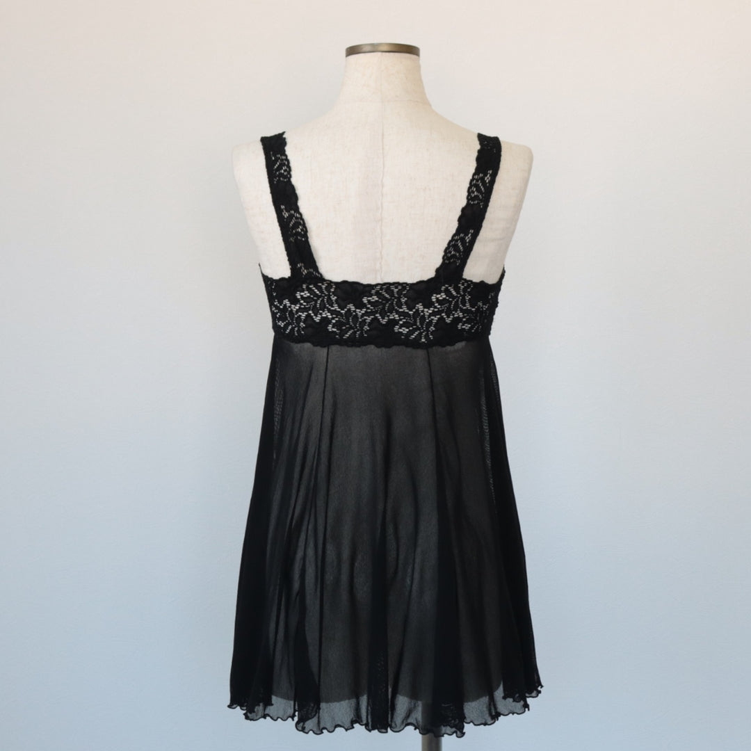 90'S Cosabella Cutwork Embroidered See-Through Lingerie Camisole, Made in Italy, Women's Size Small, Vintage polyamide black type Vintage Second Hand