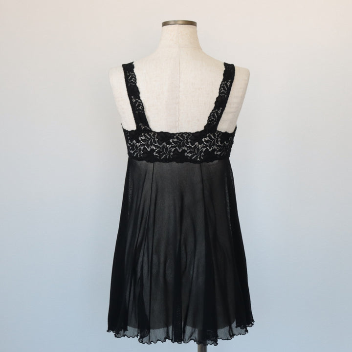 90'S Cosabella Cutwork Embroidered See-Through Lingerie Camisole, Made in Italy, Women's Size Small, Vintage polyamide black type Vintage Second Hand