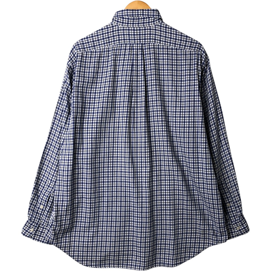 Ralph Lauren BLAIRE long sleeve button down check shirt, men's size L cotton white type Vintage Second Hand