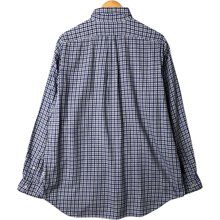 Ralph Lauren BLAIRE long sleeve button down check shirt, men's size L cotton white type Vintage Second Hand