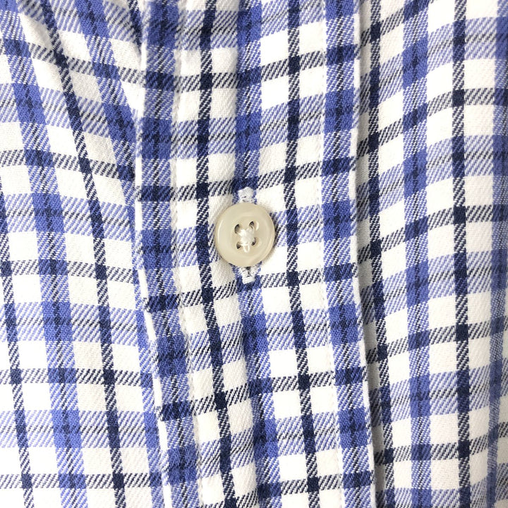 Ralph Lauren BLAIRE long sleeve button down check shirt, men's size L cotton white type Vintage Second Hand