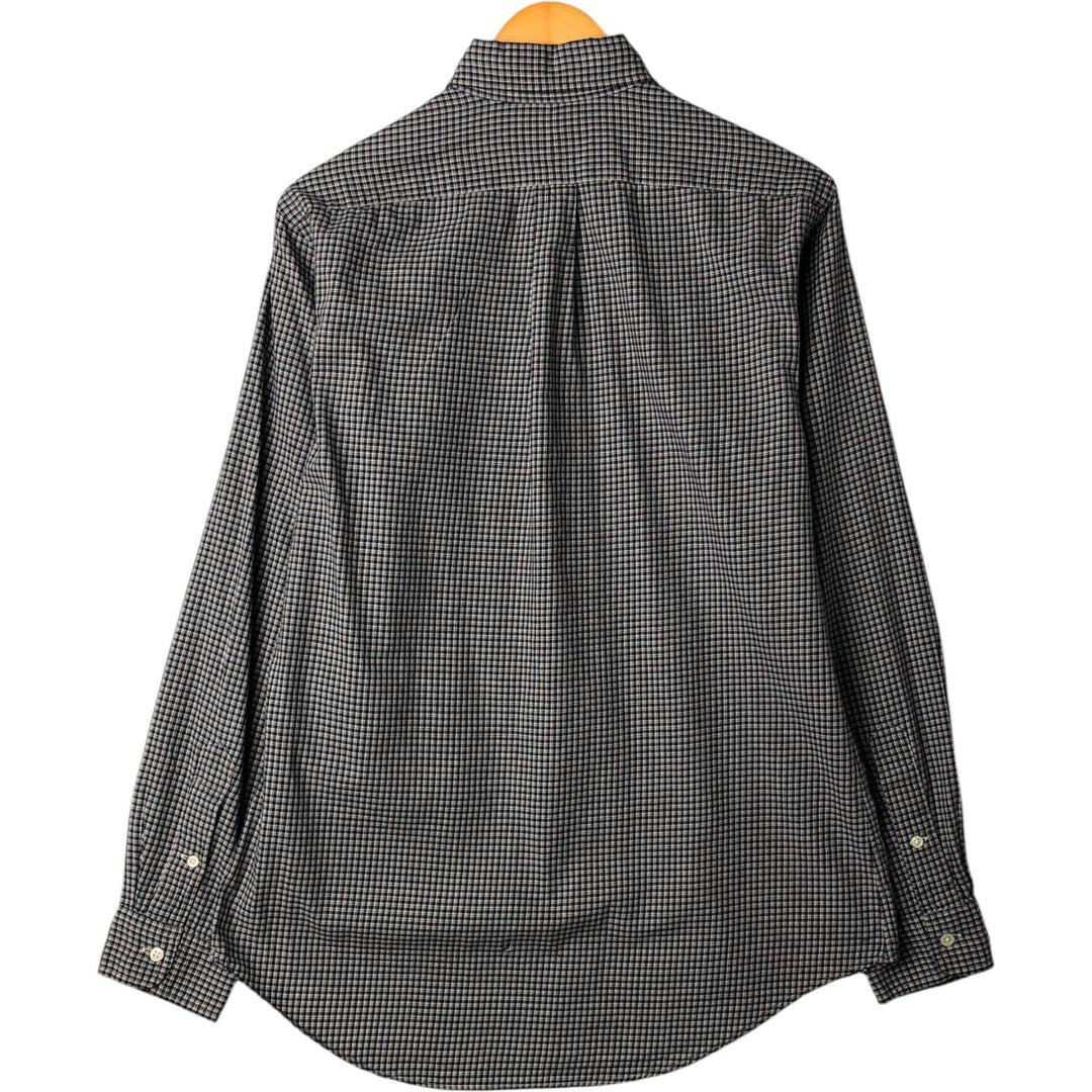 Ralph Lauren CUSTOM FIT long sleeve button down check shirt men's size M cotton navy blue type Vintage Second Hand
