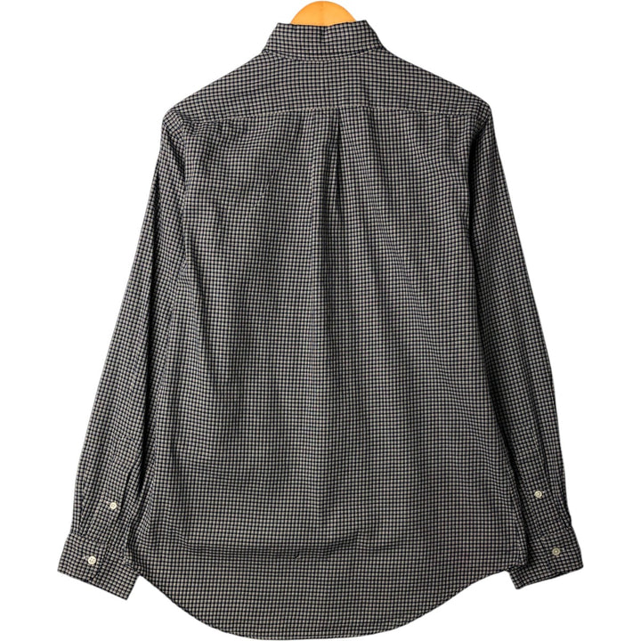 Ralph Lauren CUSTOM FIT long sleeve button down check shirt men's size M cotton navy blue type Vintage Second Hand