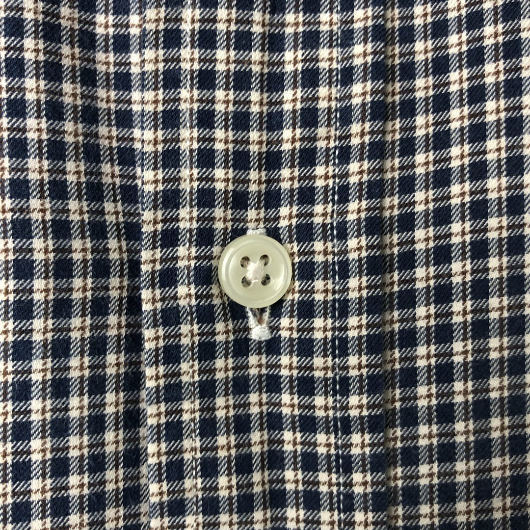 Ralph Lauren CUSTOM FIT long sleeve button down check shirt men's size M cotton navy blue type Vintage Second Hand