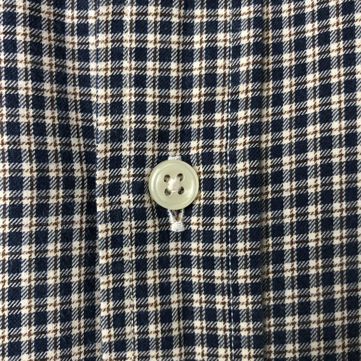 Ralph Lauren CUSTOM FIT long sleeve button down check shirt men's size M cotton navy blue type Vintage Second Hand