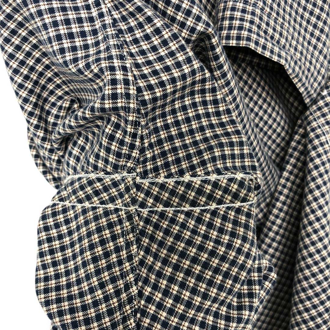 Ralph Lauren CUSTOM FIT long sleeve button down check shirt men's size M cotton navy blue type Vintage Second Hand