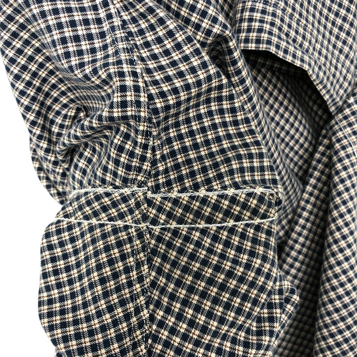 Ralph Lauren CUSTOM FIT long sleeve button down check shirt men's size M cotton navy blue type Vintage Second Hand