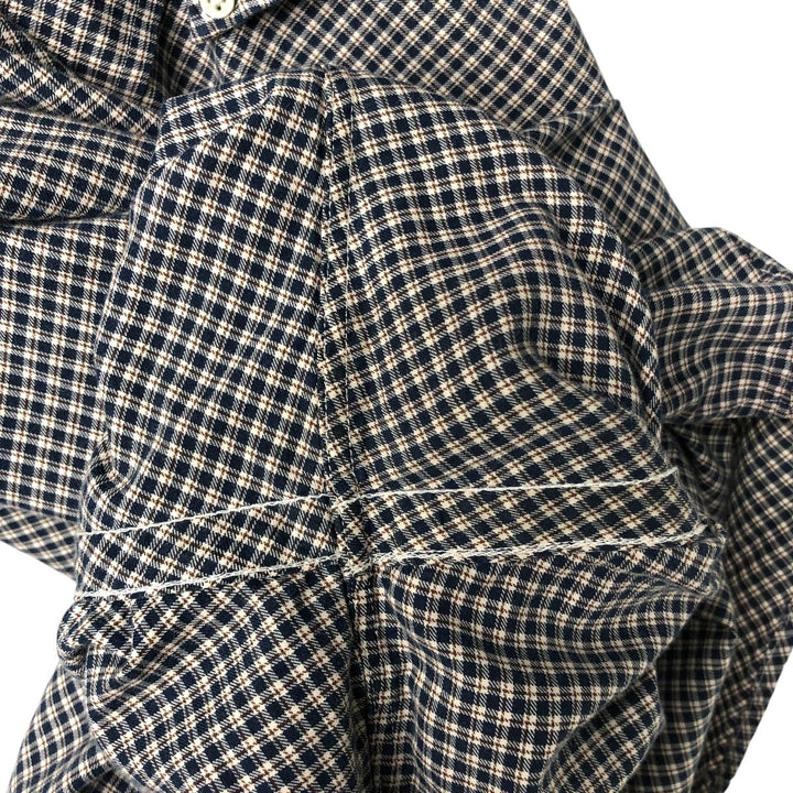 Ralph Lauren CUSTOM FIT long sleeve button down check shirt men's size M cotton navy blue type Vintage Second Hand