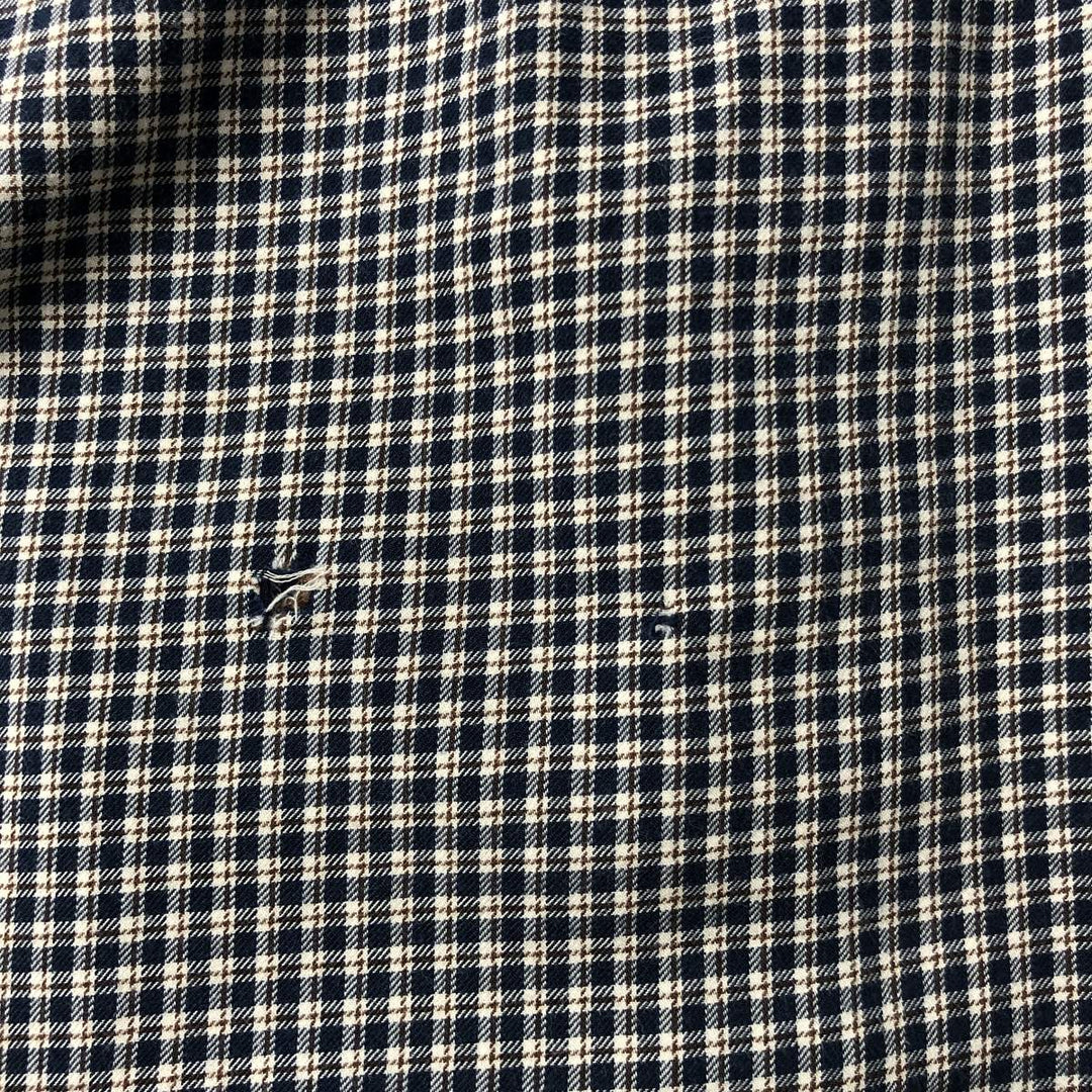 Ralph Lauren CUSTOM FIT long sleeve button down check shirt men's size M cotton navy blue type Vintage Second Hand