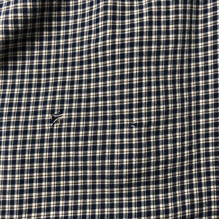 Ralph Lauren CUSTOM FIT long sleeve button down check shirt men's size M cotton navy blue type Vintage Second Hand