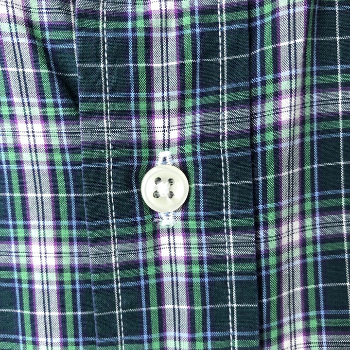 Ralph Lauren CUSTOM FIT long sleeve button down check shirt, men's size L cotton Green type dark green Vintage Second Hand