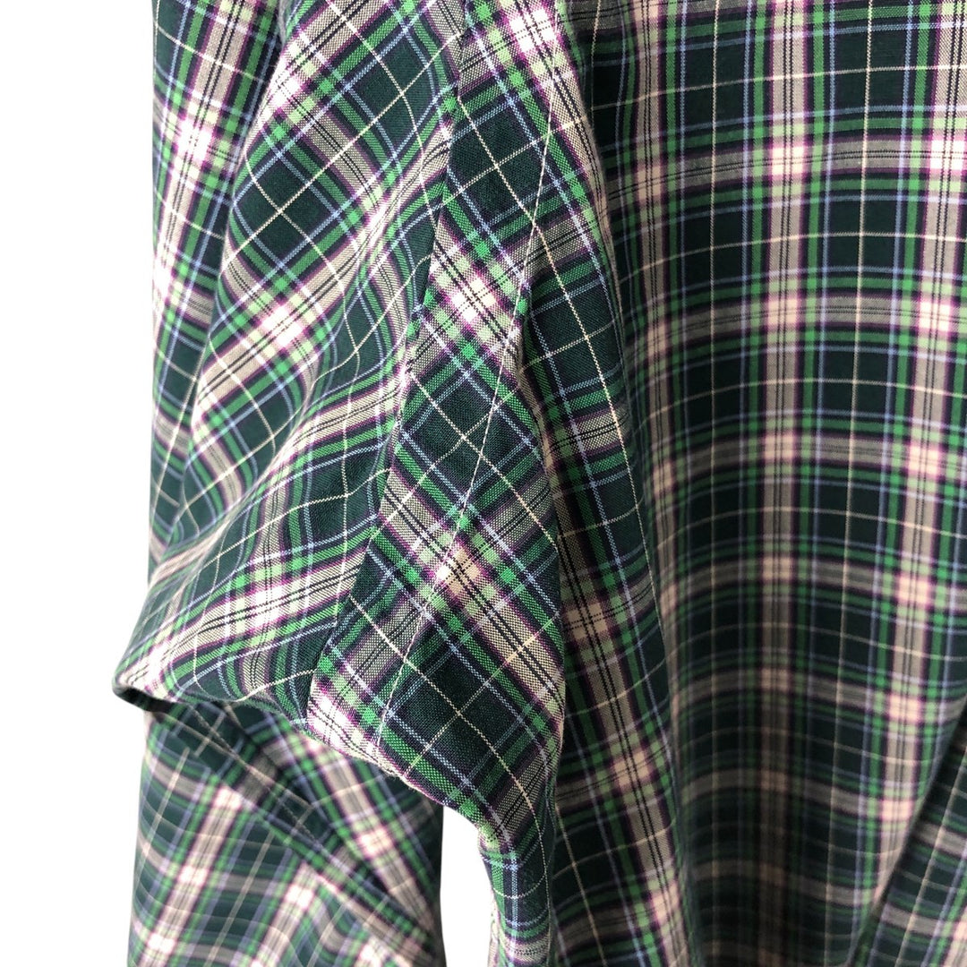 Ralph Lauren CUSTOM FIT long sleeve button down check shirt, men's size L cotton Green type dark green Vintage Second Hand