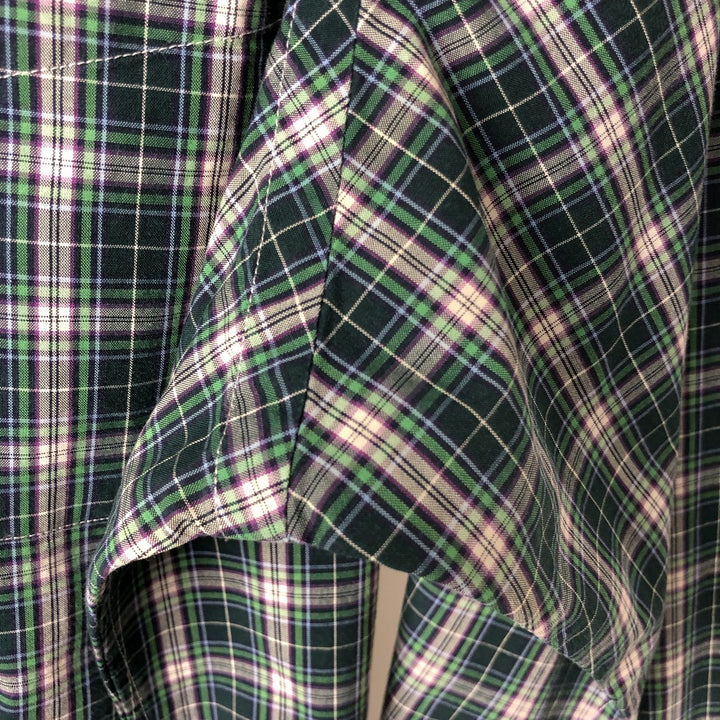 Ralph Lauren CUSTOM FIT long sleeve button down check shirt, men's size L cotton Green type dark green Vintage Second Hand