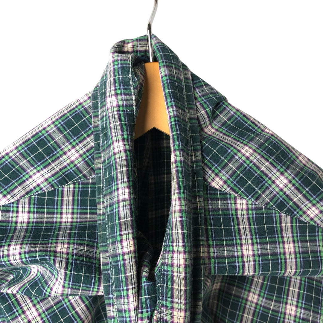 Ralph Lauren CUSTOM FIT long sleeve button down check shirt, men's size L cotton Green type dark green Vintage Second Hand