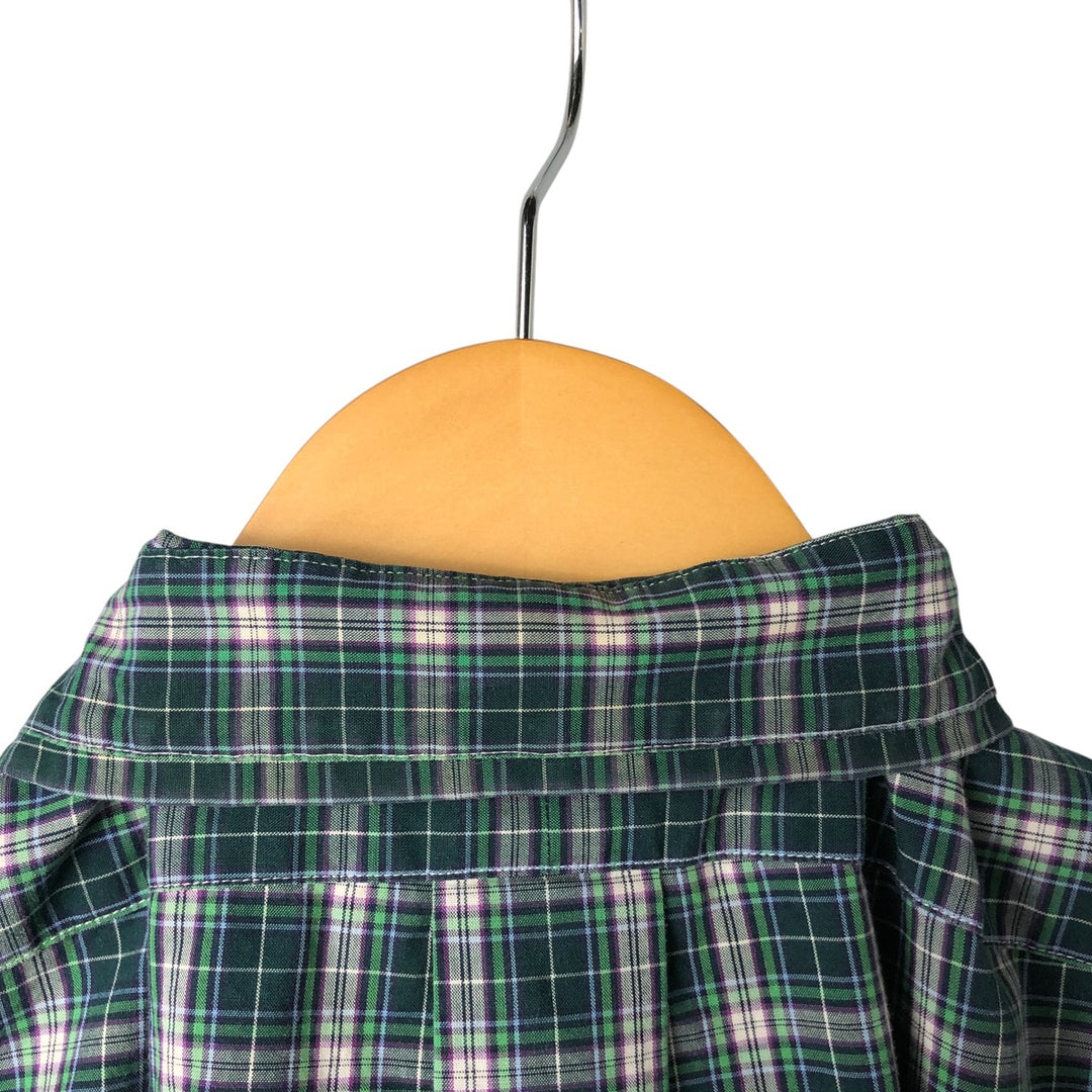 Ralph Lauren CUSTOM FIT long sleeve button down check shirt, men's size L cotton Green type dark green Vintage Second Hand
