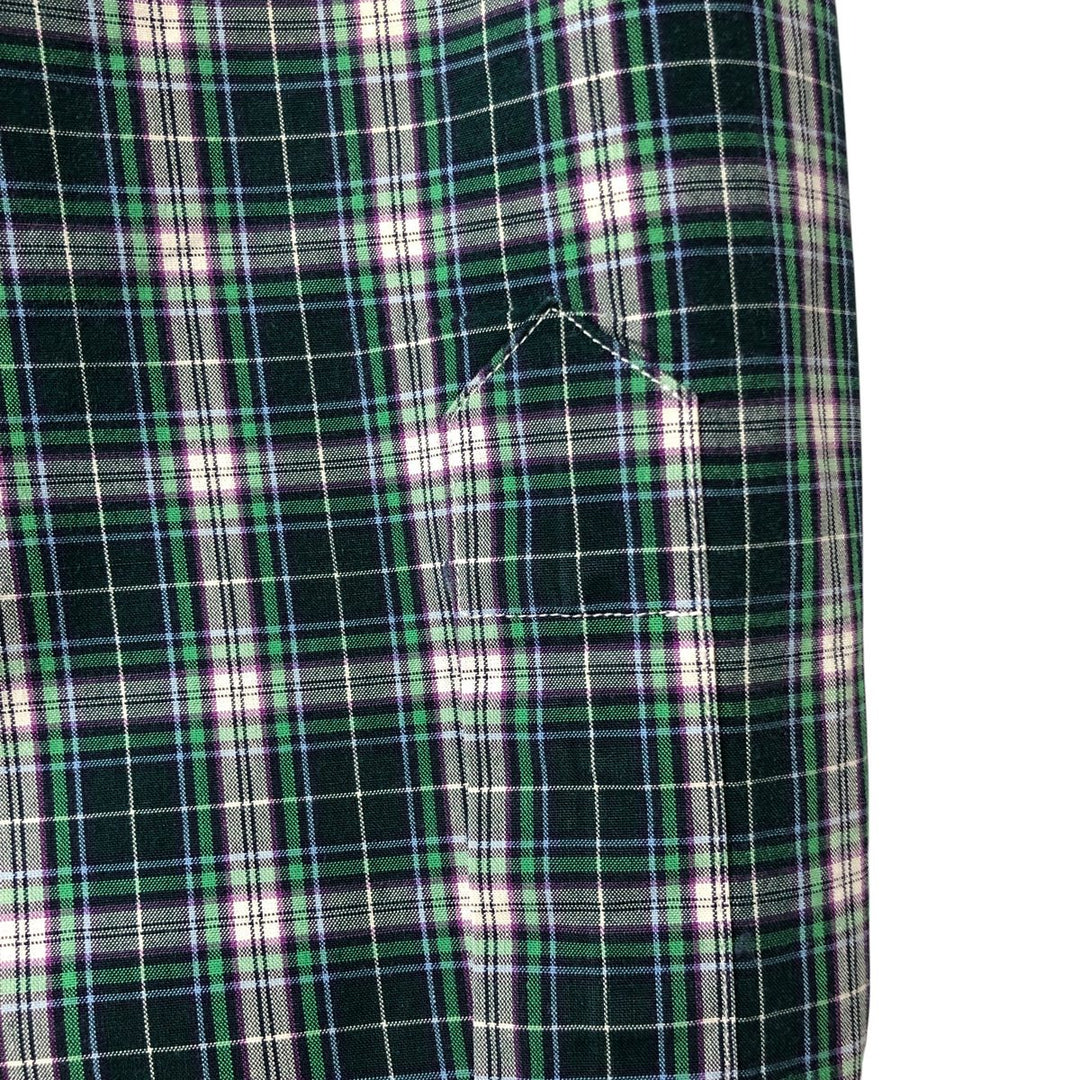 Ralph Lauren CUSTOM FIT long sleeve button down check shirt, men's size L cotton Green type dark green Vintage Second Hand