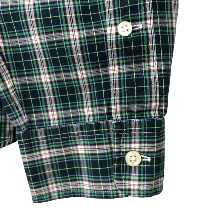 Ralph Lauren CUSTOM FIT long sleeve button down check shirt, men's size L cotton Green type dark green Vintage Second Hand