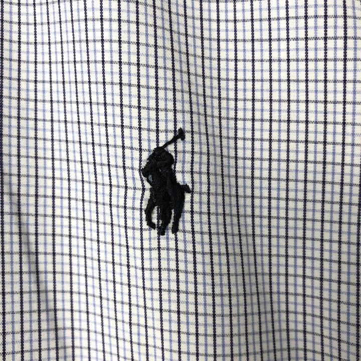 Ralph Lauren BLAKE long sleeve button down check shirt, men's size L cotton white type Vintage Second Hand