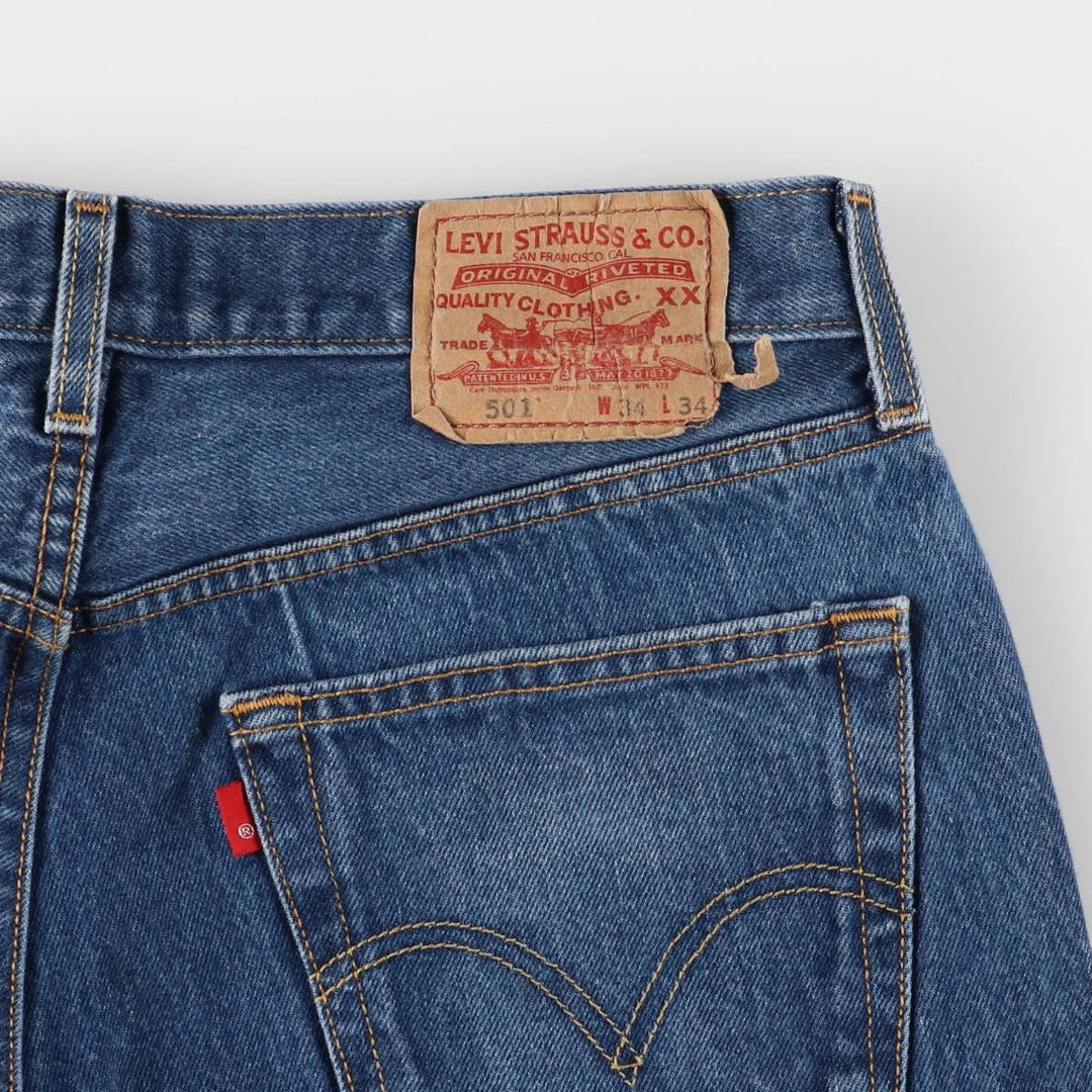 Levi's 501 straight denim pants for men, size W32 cotton blue type Vintage Second Hand