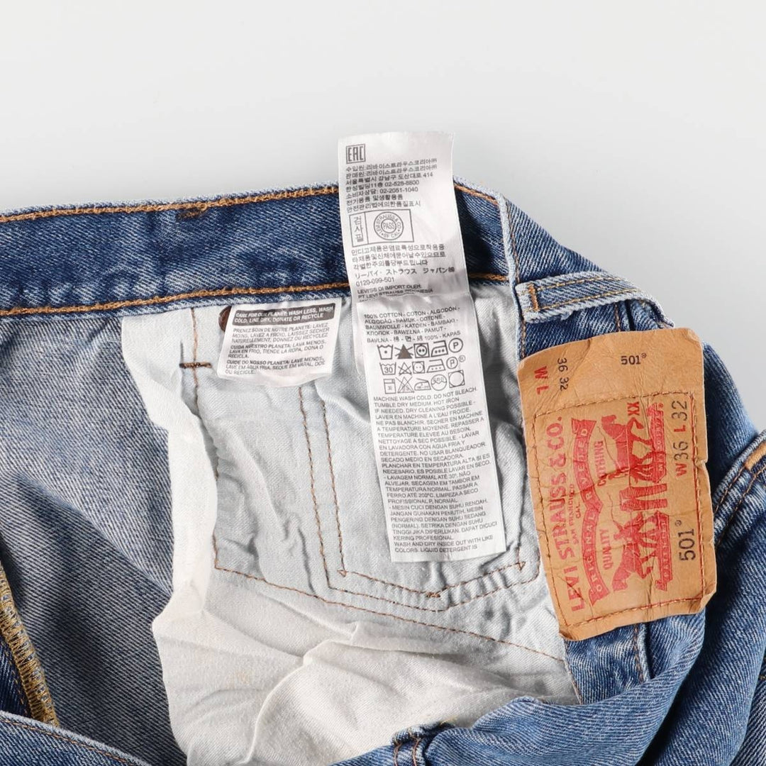 Levi's 501 straight denim pants for men, size W37 cotton blue type Vintage Second Hand