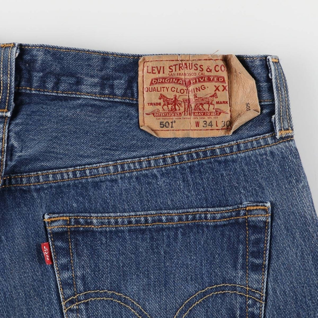 Levi's 501 straight denim pants for men, size W34 cotton blue type Vintage Second Hand