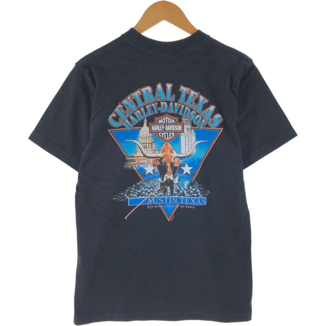 00'S Harley-Davidson Motorcycle Bike T-shirt Made in USA Men's M size cotton black type Vintage Second Hand