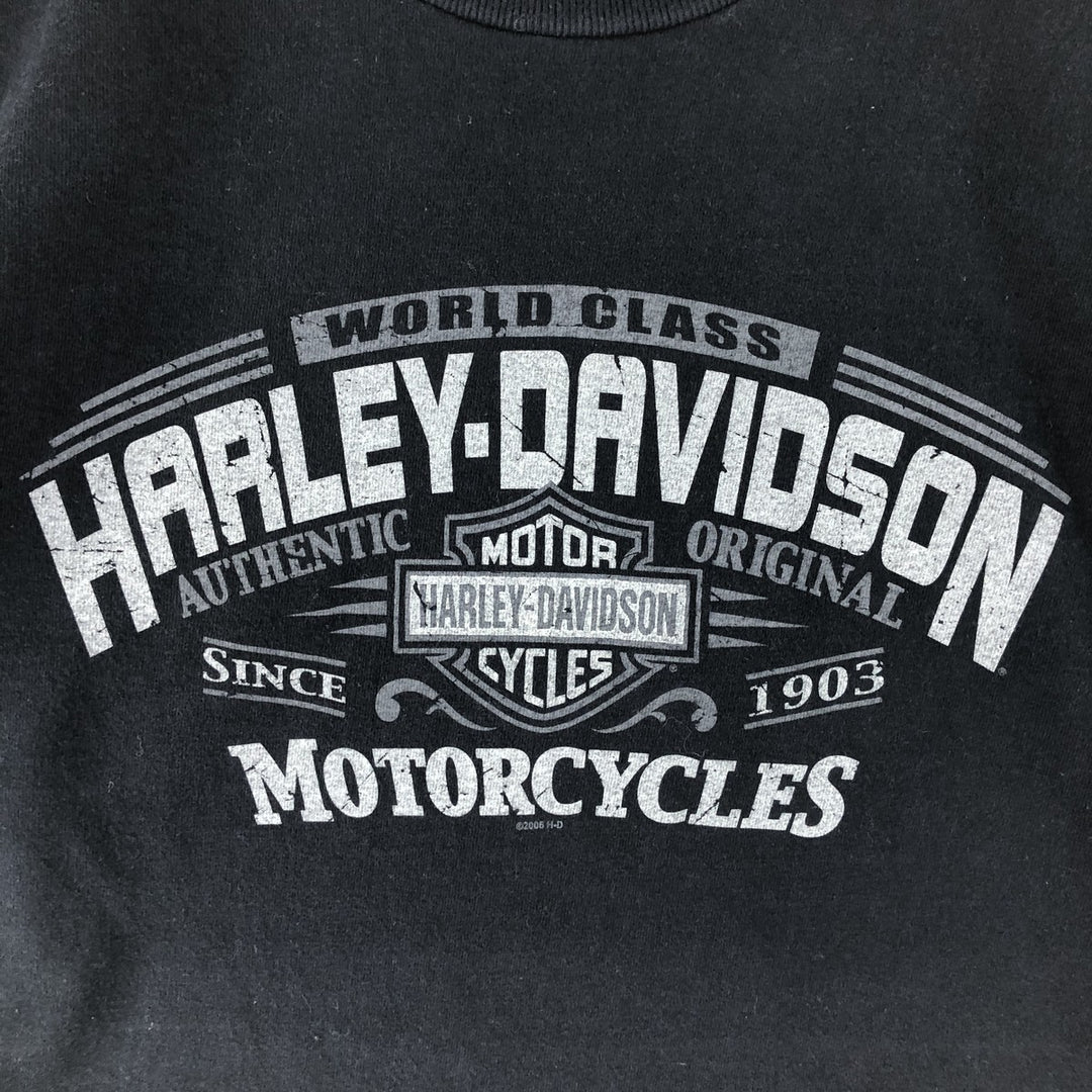 00'S Harley-Davidson Motorcycle Bike T-shirt Made in USA Men's M size cotton black type Vintage Second Hand