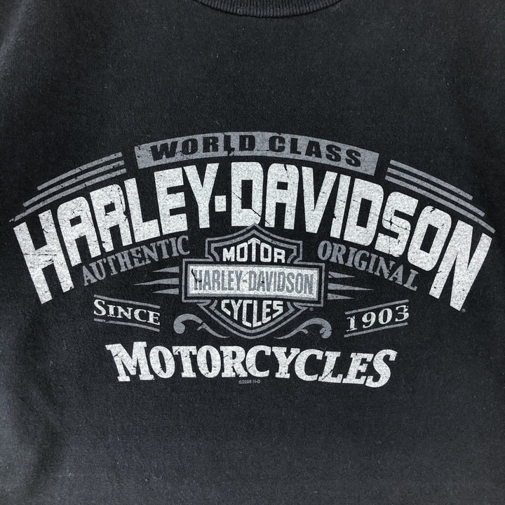 00'S Harley-Davidson Motorcycle Bike T-shirt Made in USA Men's M size cotton black type Vintage Second Hand