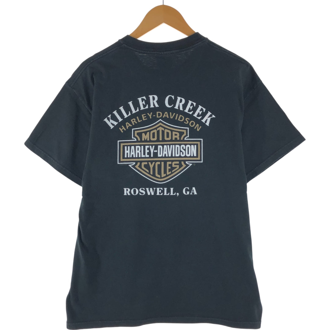 00'S Harley-Davidson Motorcycle Bike T-shirt Made in USA Men's L size cotton black type Vintage Second Hand