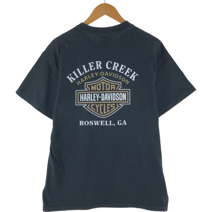 00'S Harley-Davidson Motorcycle Bike T-shirt Made in USA Men's L size cotton black type Vintage Second Hand