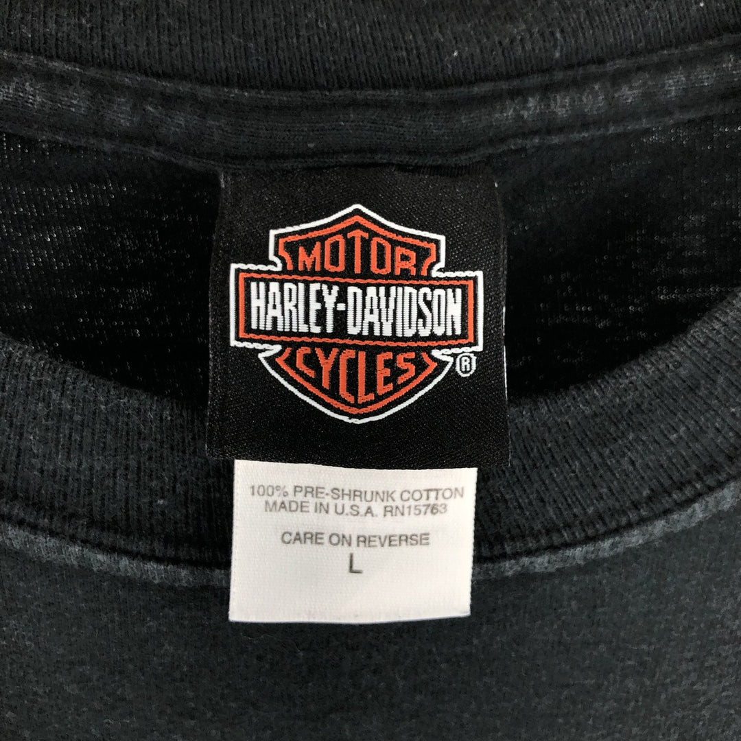 00'S Harley-Davidson Motorcycle Bike T-shirt Made in USA Men's L size cotton black type Vintage Second Hand