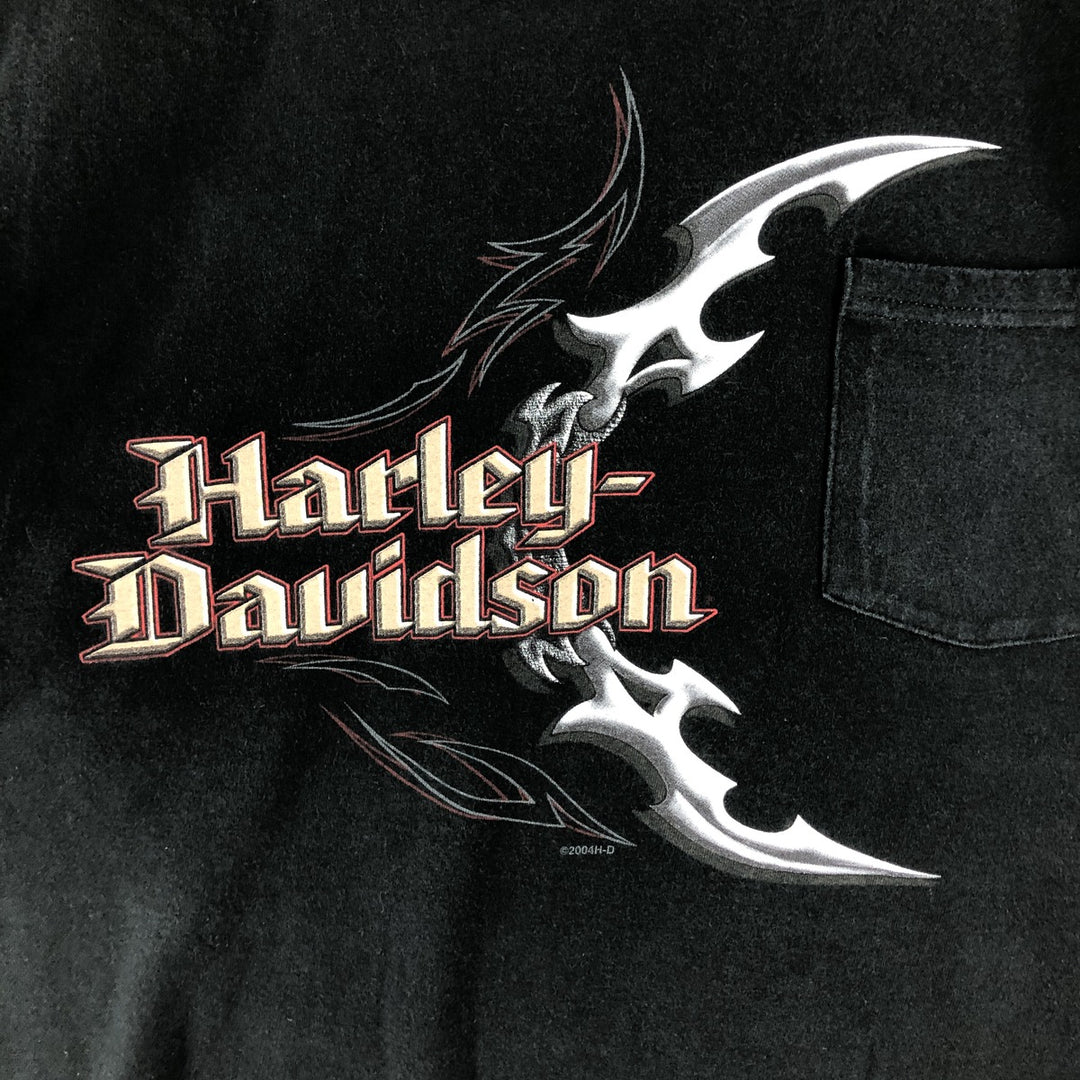 00'S Harley-Davidson Motorcycle Bike T-shirt Made in USA Men's L size cotton black type Vintage Second Hand