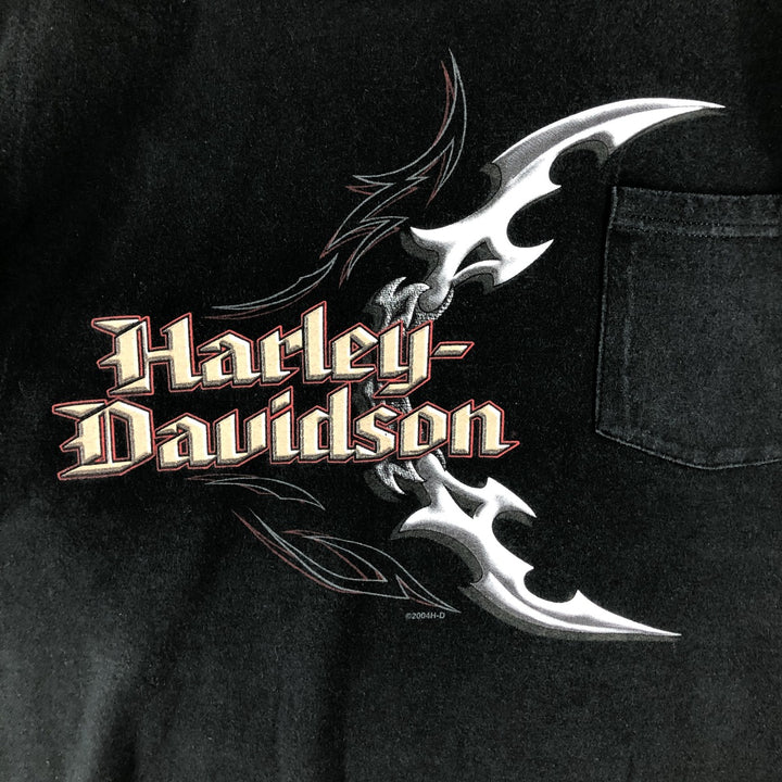 00'S Harley-Davidson Motorcycle Bike T-shirt Made in USA Men's L size cotton black type Vintage Second Hand