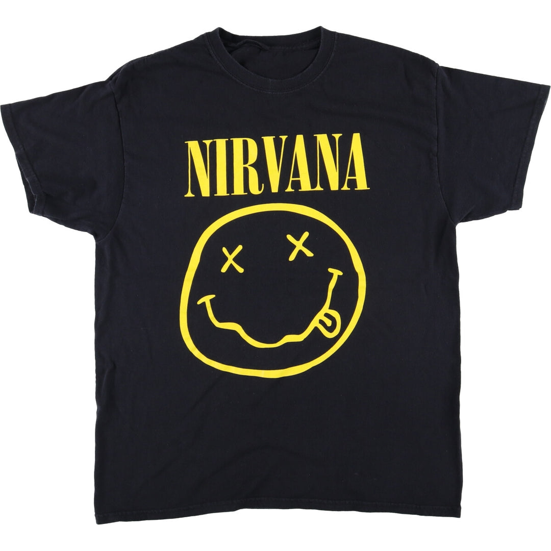NIRVANA Nirvana Band T-shirt, Band T, Men's L size cotton black type Vintage Second Hand