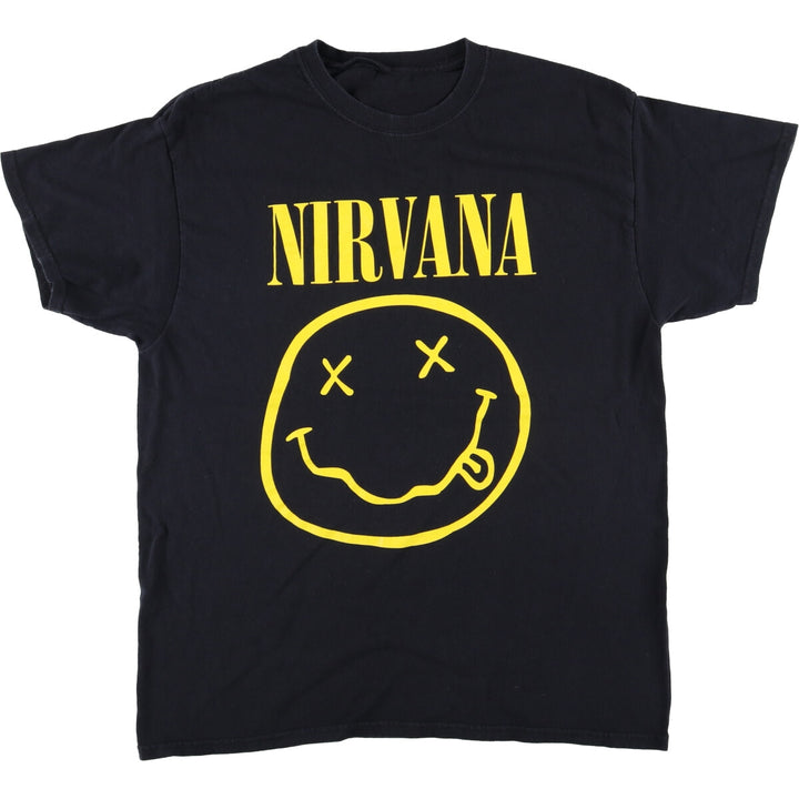 NIRVANA Nirvana Band T-shirt, Band T, Men's L size cotton black type Vintage Second Hand