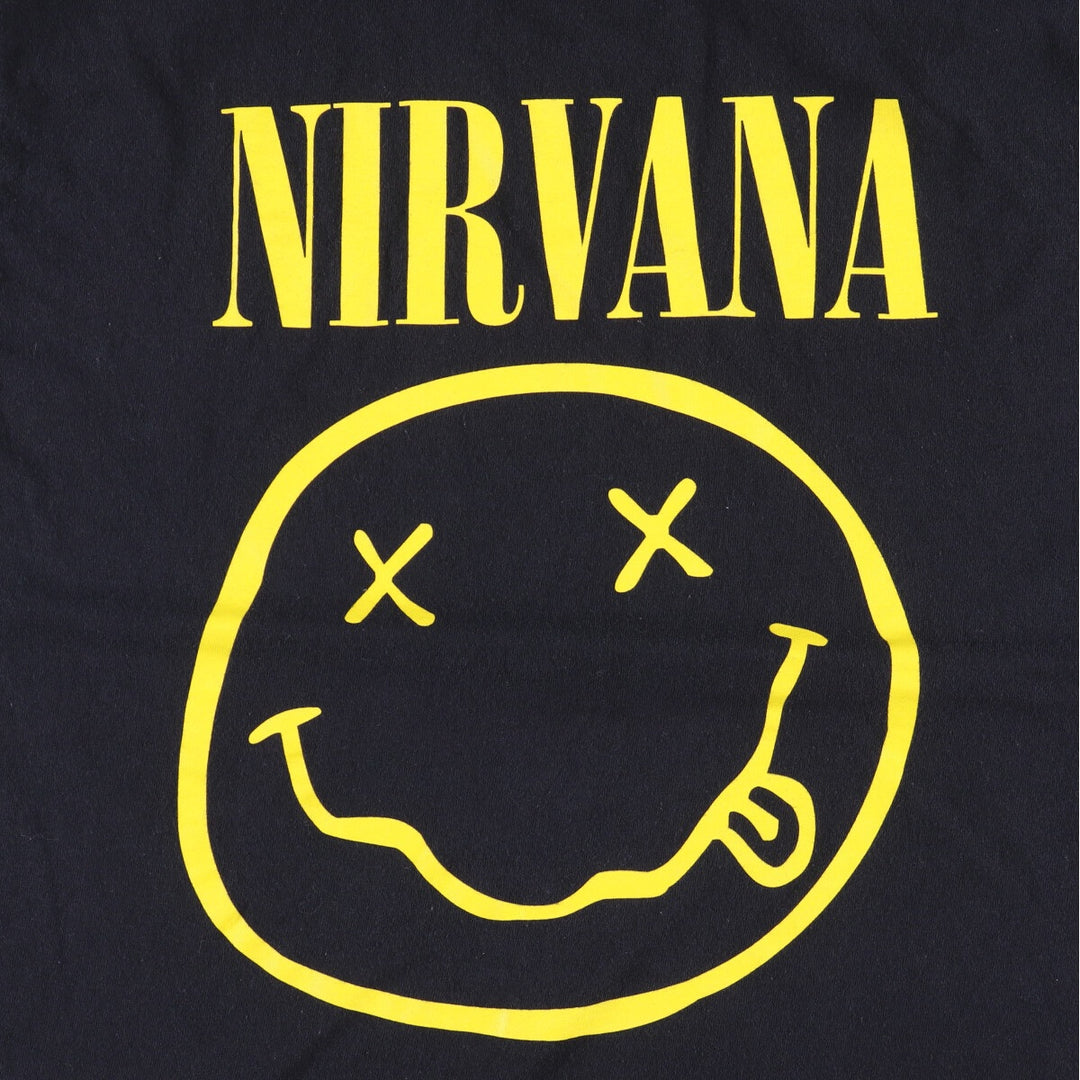 NIRVANA Nirvana Band T-shirt, Band T, Men's L size cotton black type Vintage Second Hand