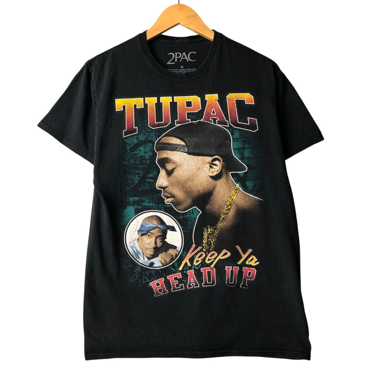 2pac Rap T-shirt, Men's M size cotton black type Vintage Second Hand