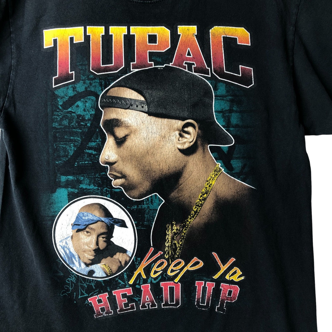 2pac Rap T-shirt, Men's M size cotton black type Vintage Second Hand