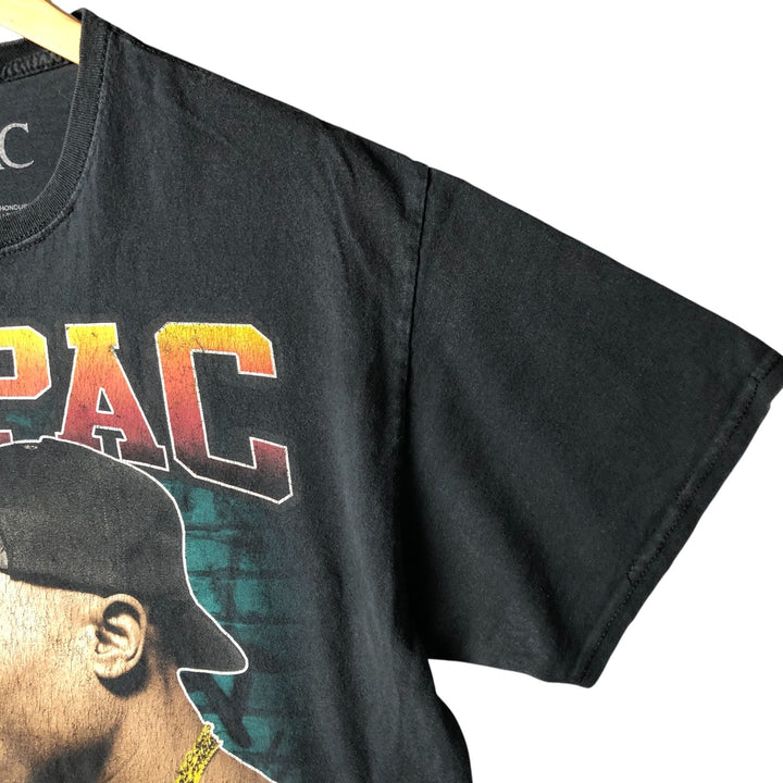 2pac Rap T-shirt, Men's M size cotton black type Vintage Second Hand