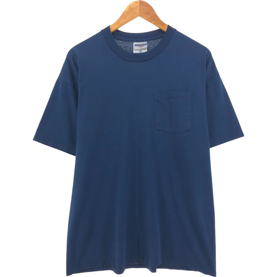 Jerzees Plain Pocket T-Shirt Made in USA Men's XL cotton navy blue type Vintage Second Hand