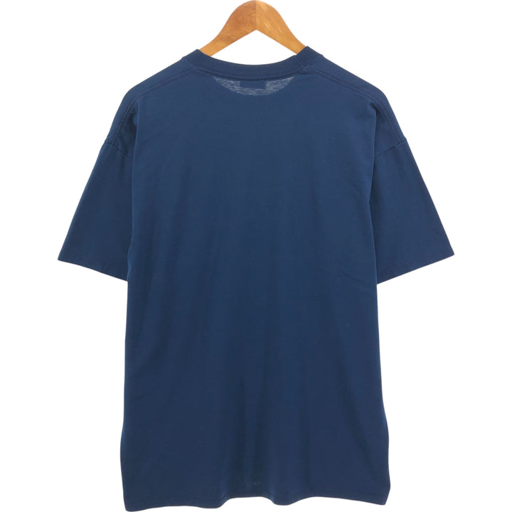 Jerzees Plain Pocket T-Shirt Made in USA Men's XL cotton navy blue type Vintage Second Hand