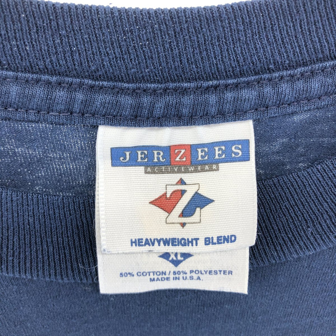 Jerzees Plain Pocket T-Shirt Made in USA Men's XL cotton navy blue type Vintage Second Hand