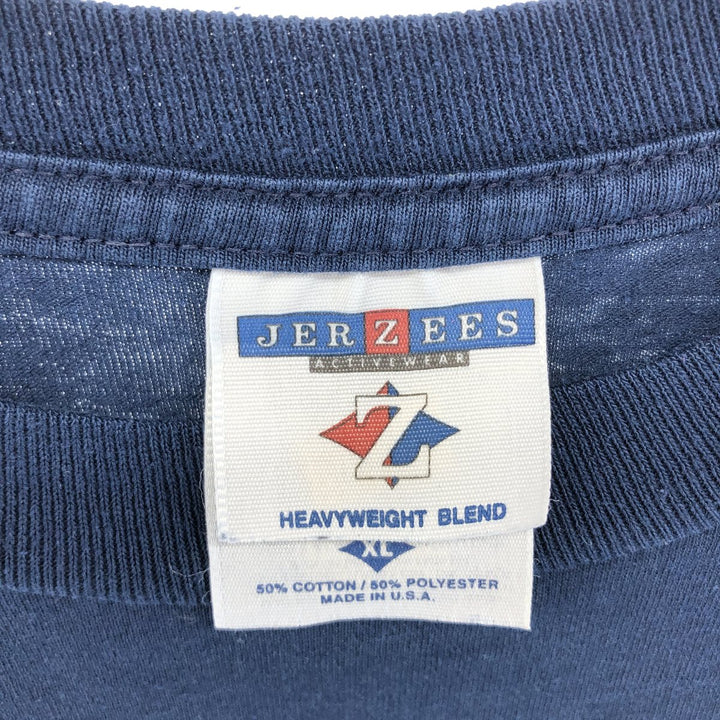 Jerzees Plain Pocket T-Shirt Made in USA Men's XL cotton navy blue type Vintage Second Hand