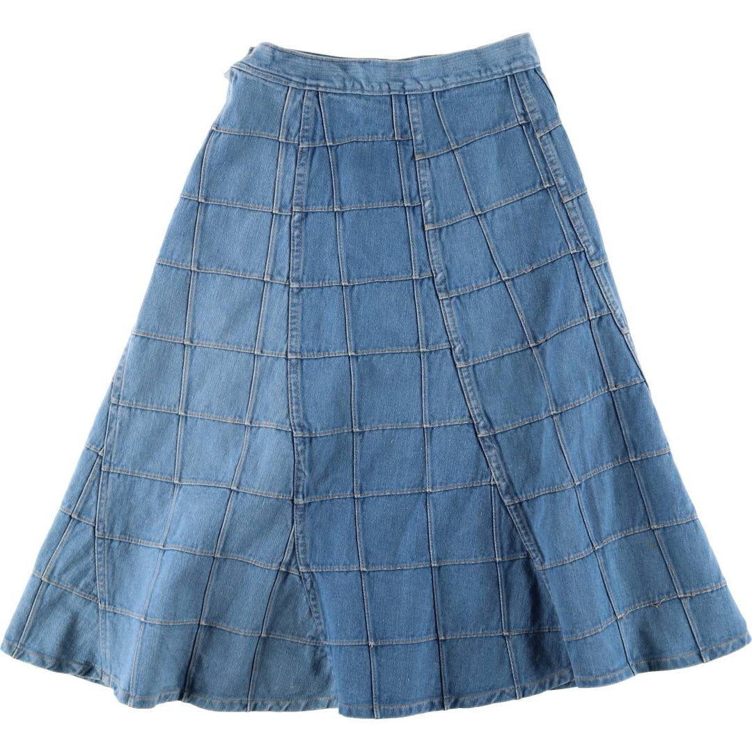 BRITTANIA SPORTSWEAR Patchwork Denim Half-Length A-Line Skirt, Women's Size M, Vintage cotton blue type Vintage Second Hand