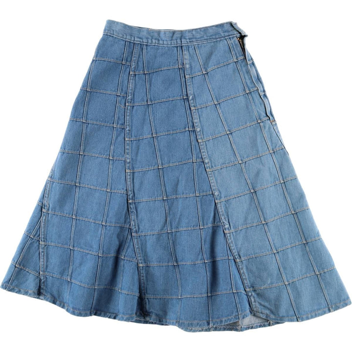 BRITTANIA SPORTSWEAR Patchwork Denim Half-Length A-Line Skirt, Women's Size M, Vintage cotton blue type Vintage Second Hand