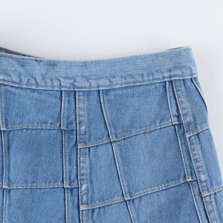 BRITTANIA SPORTSWEAR Patchwork Denim Half-Length A-Line Skirt, Women's Size M, Vintage cotton blue type Vintage Second Hand