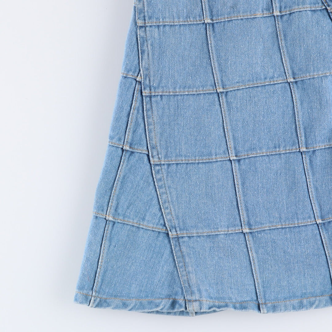 BRITTANIA SPORTSWEAR Patchwork Denim Half-Length A-Line Skirt, Women's Size M, Vintage cotton blue type Vintage Second Hand